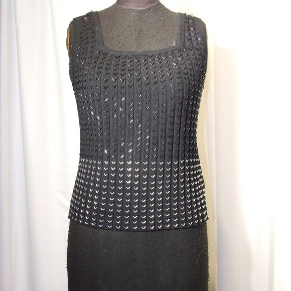 Black Sequins Stretchy Tank Top Women's Size XL by Belldini - Picture 1 of 3